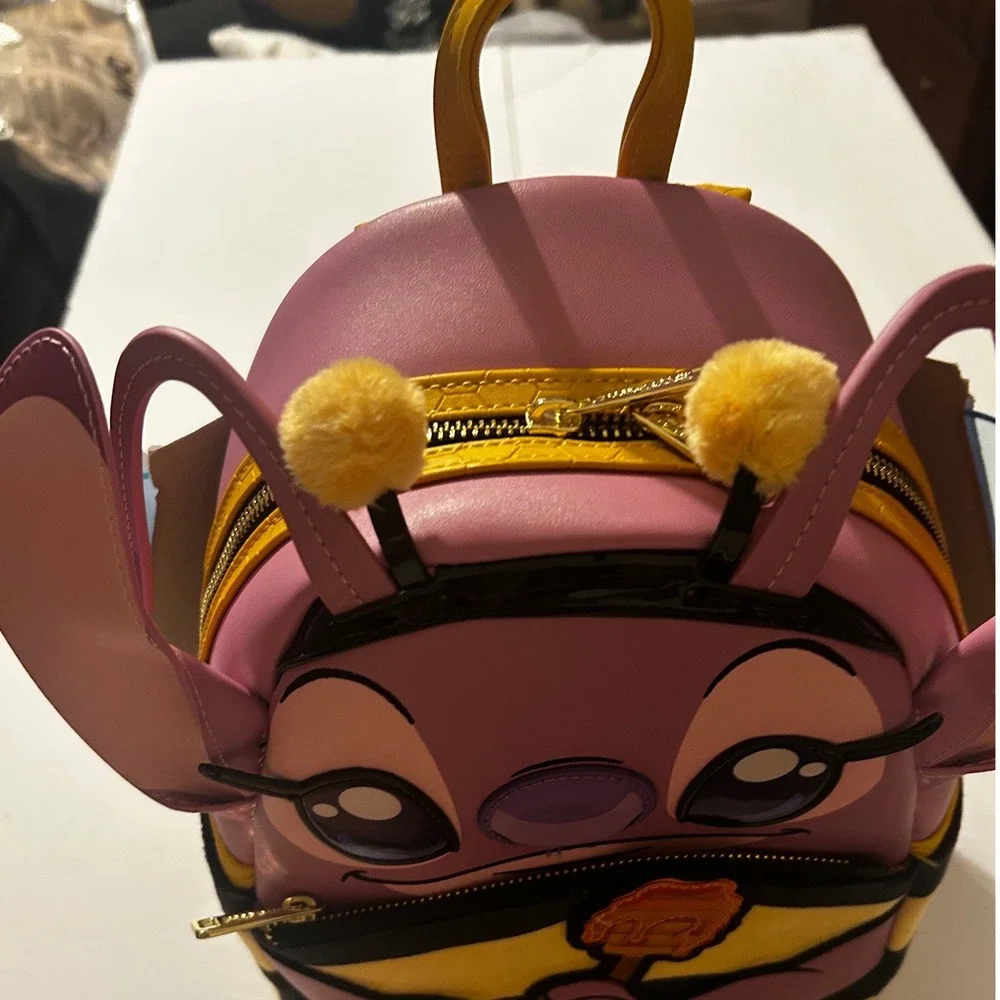 Disney Loungefly Angel Bumblebee Mini Backpack Lilo & Stitch Pink Yellow New